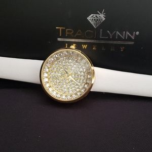 White leather & Gold watch